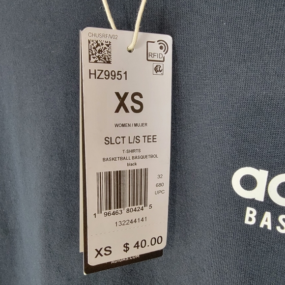 🔥SALE🔥 Adidas Basketball T-shirt Long Sleeve Black XS Women's - Picture 13 of 15